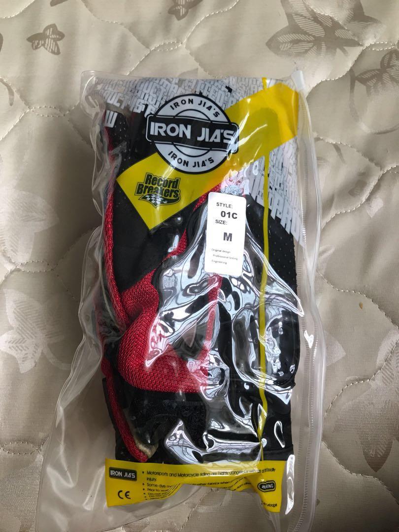 NEW gloves Iron Jia's Riding Black/Red size Large