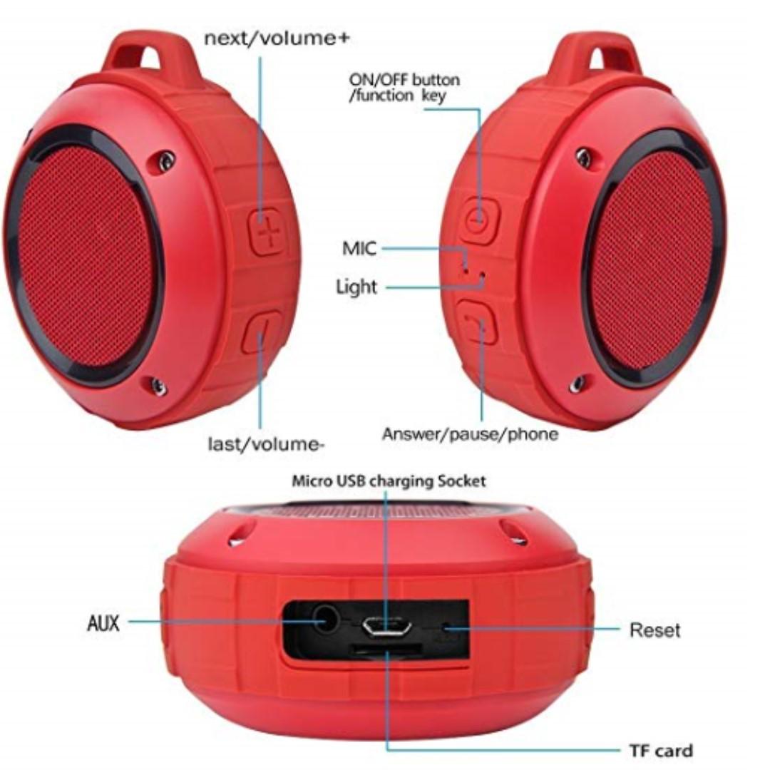 LENRUE Portable Outdoor Bluetooth Speaker, Shower Waterproof Wireless