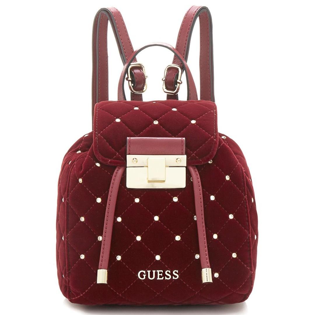 guess cornelia velvet mini backpack