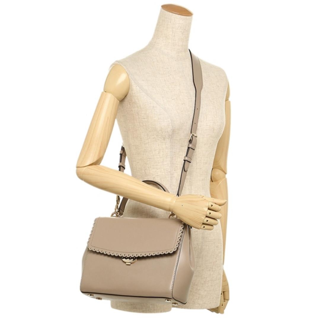 NEW ARRIVAL Michael Kors Ava Medium Scalloped Leather Satchel Truffle