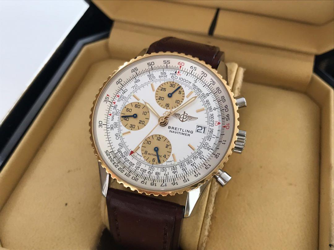ORIGINAL BREITLING NAVITIMER OLD NAVITIMER AUTOMATIC CHRONOGRAPH STEEL GOLD 42.5MM