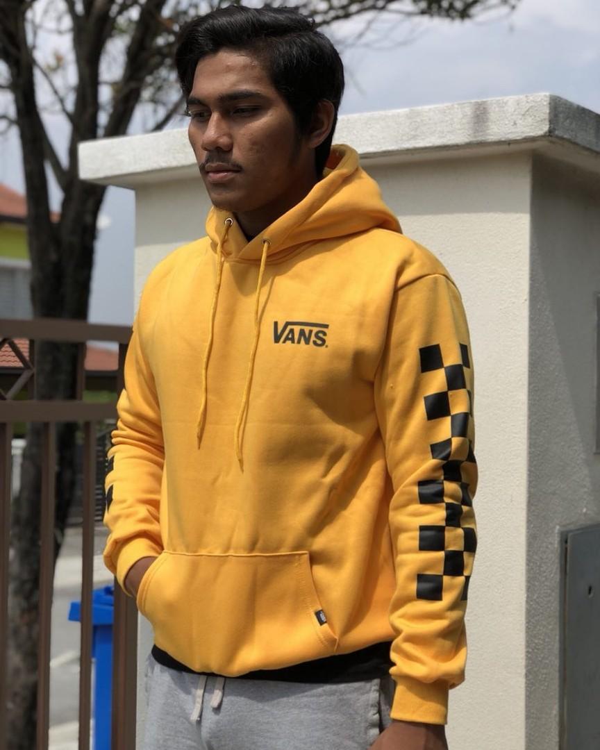vans checkered hoodie yellow