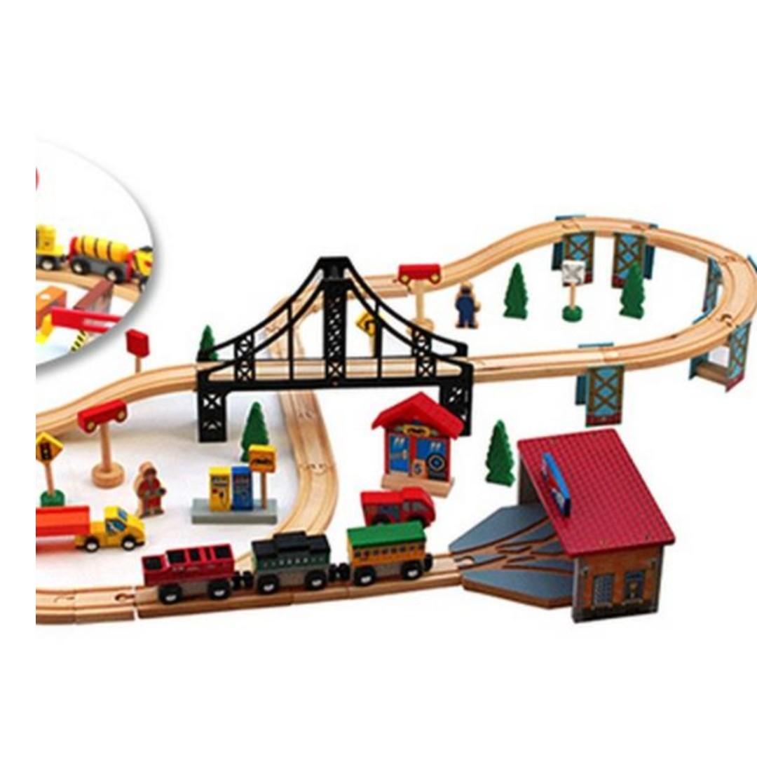 70 piece wooden train set