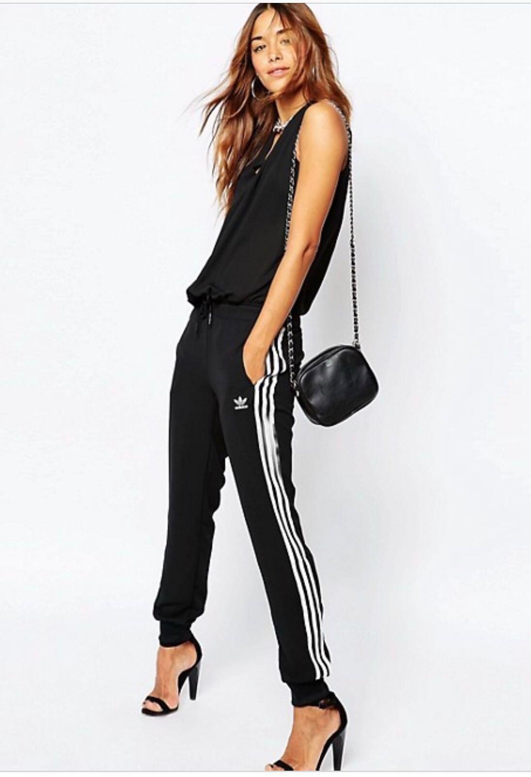 Adidas Superstar Three Stripes Black Pants NWT Women s Fashion