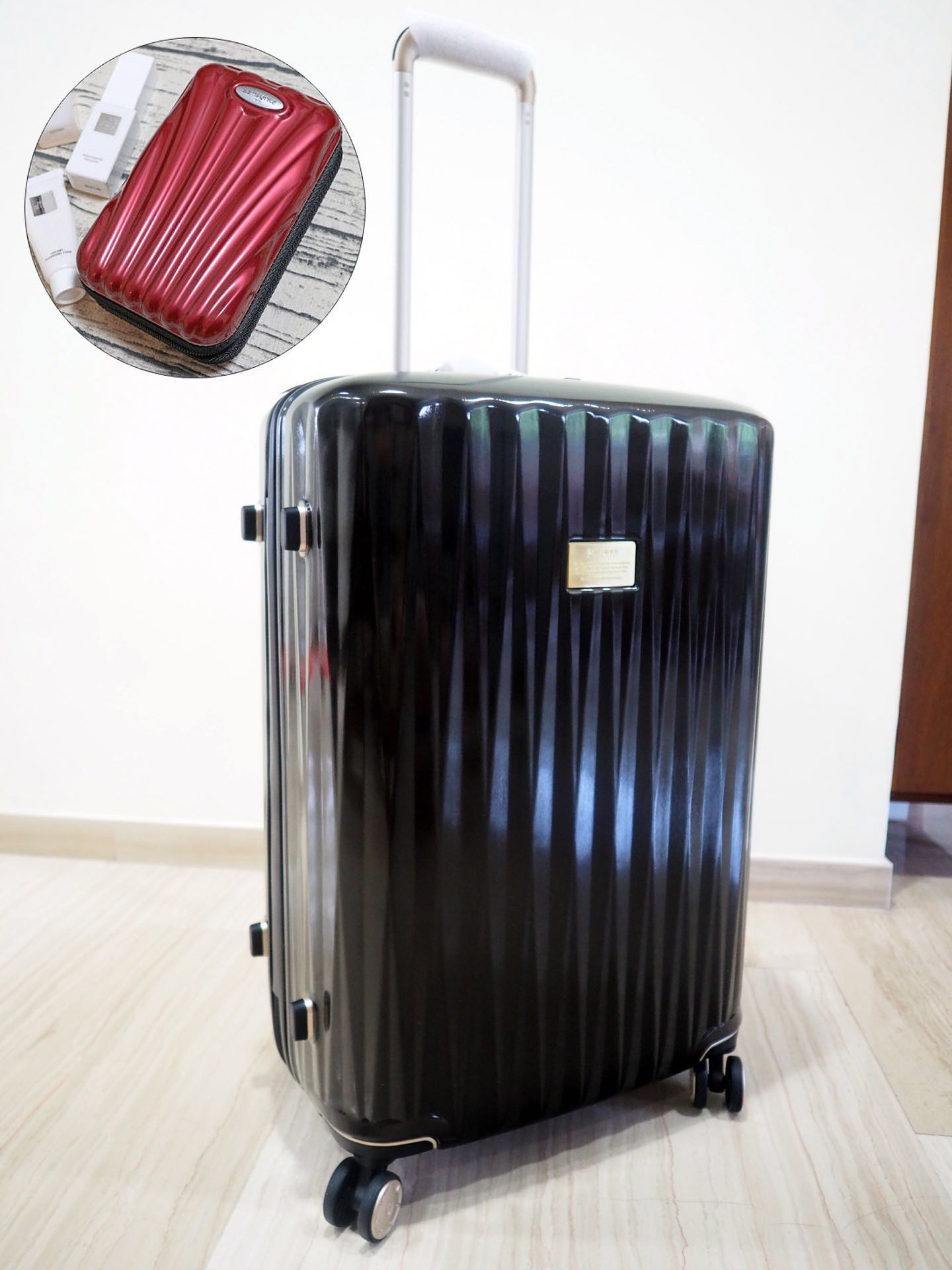 BUNDLE DEAL Brand New Samsonite Black Label Plutus 68cm Luggage with Airlines First Class Samsonite Amenity Kit Worth 100