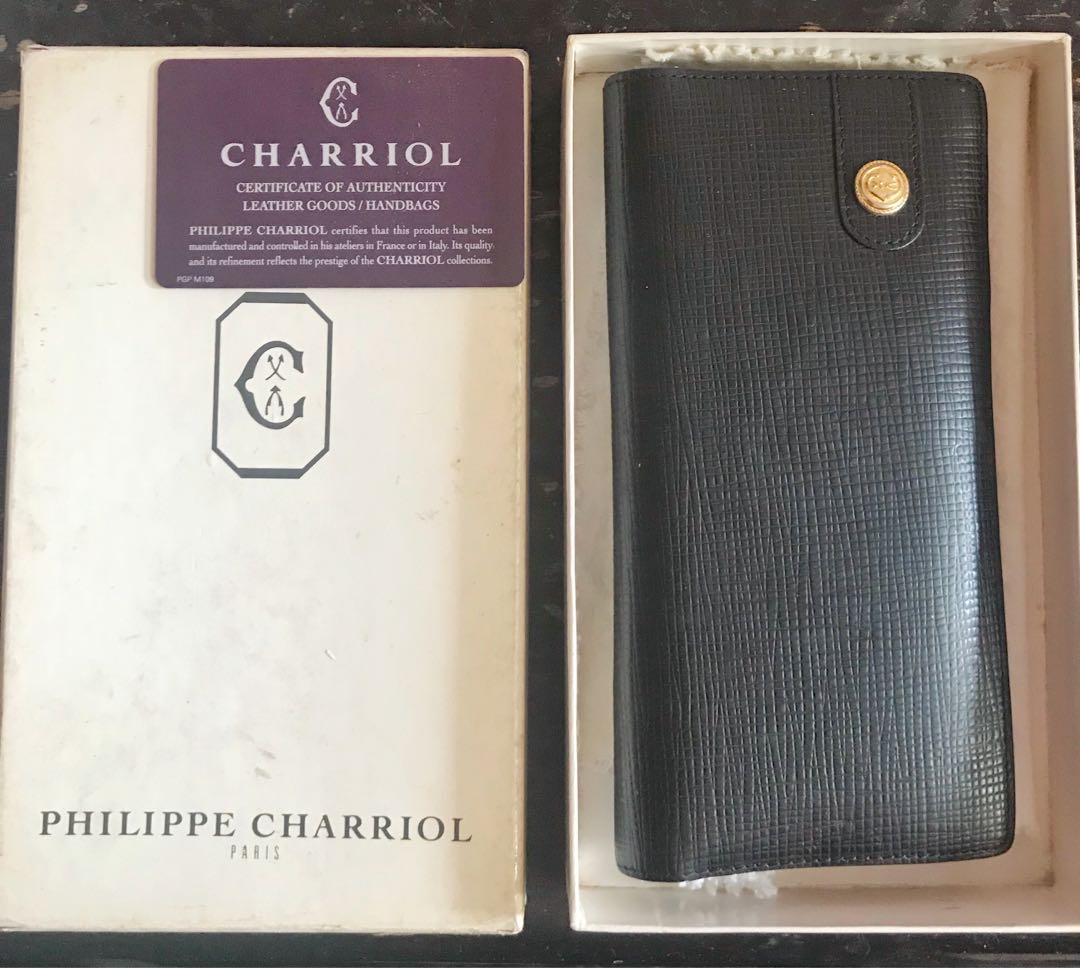 PHILIPPE CHARRIOL PARIS. Leather Wallet Card Holder Dark 