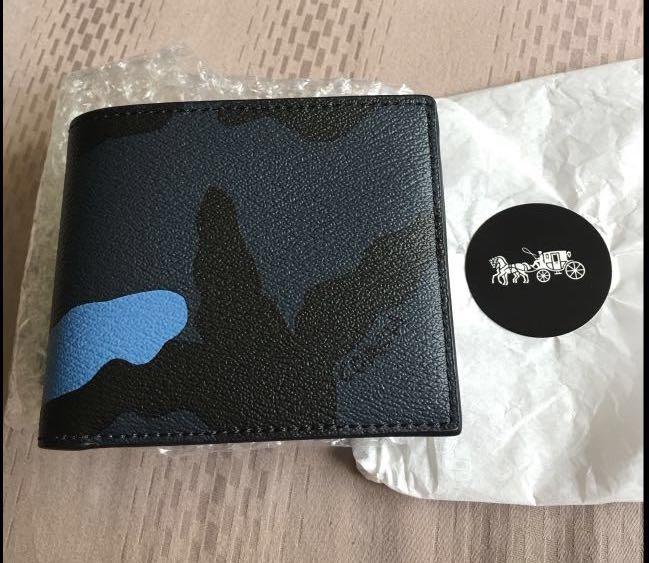 coach blue card holder