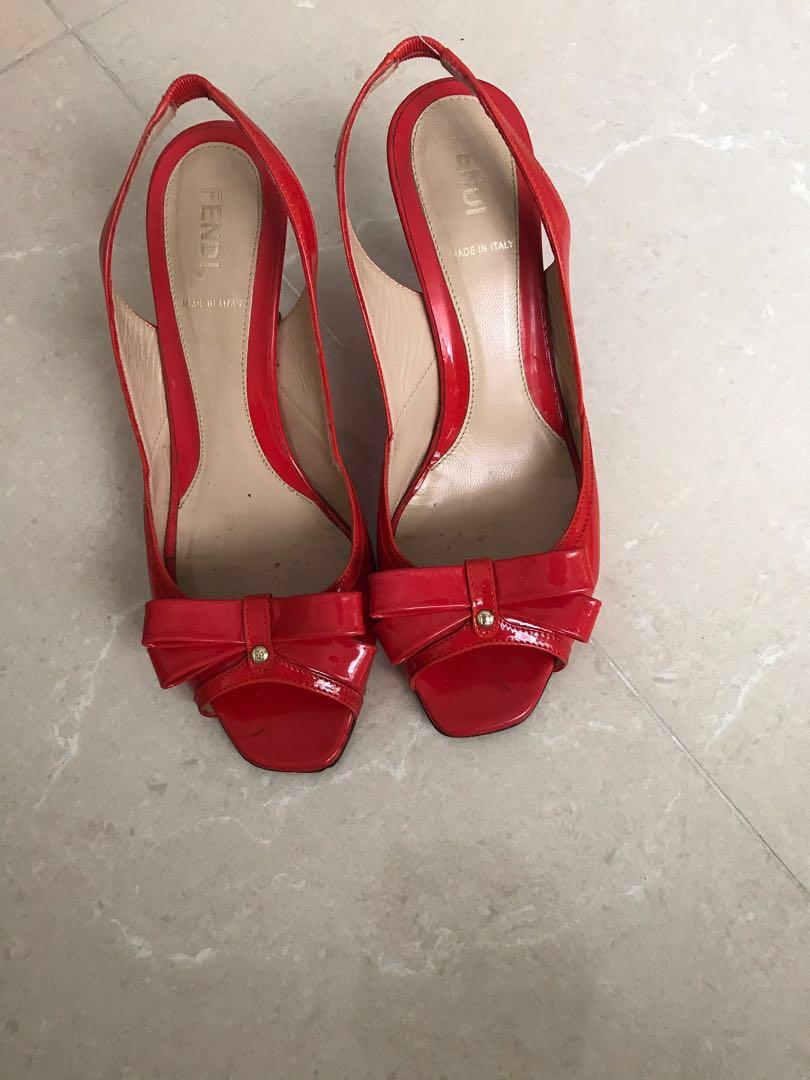 Fendi Red Heel with Ribbon, Women's 