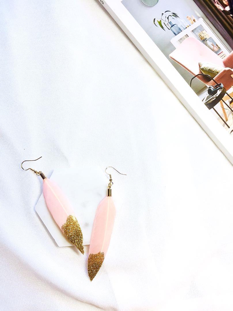 Gold dipped hotsell feather earrings
