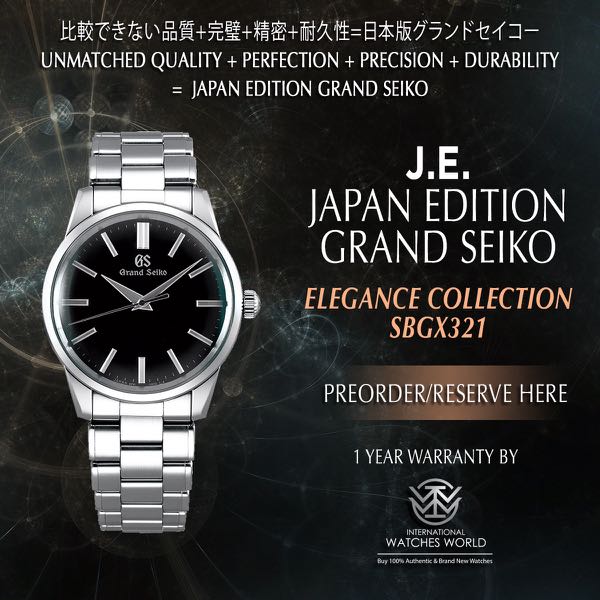 GRAND SEIKO JAPAN EDITION ELEGANCE COLLECTION QUARTZ SBGX321 BLACK DIAL,  Men's Fashion, Watches & Accessories, Watches on Carousell