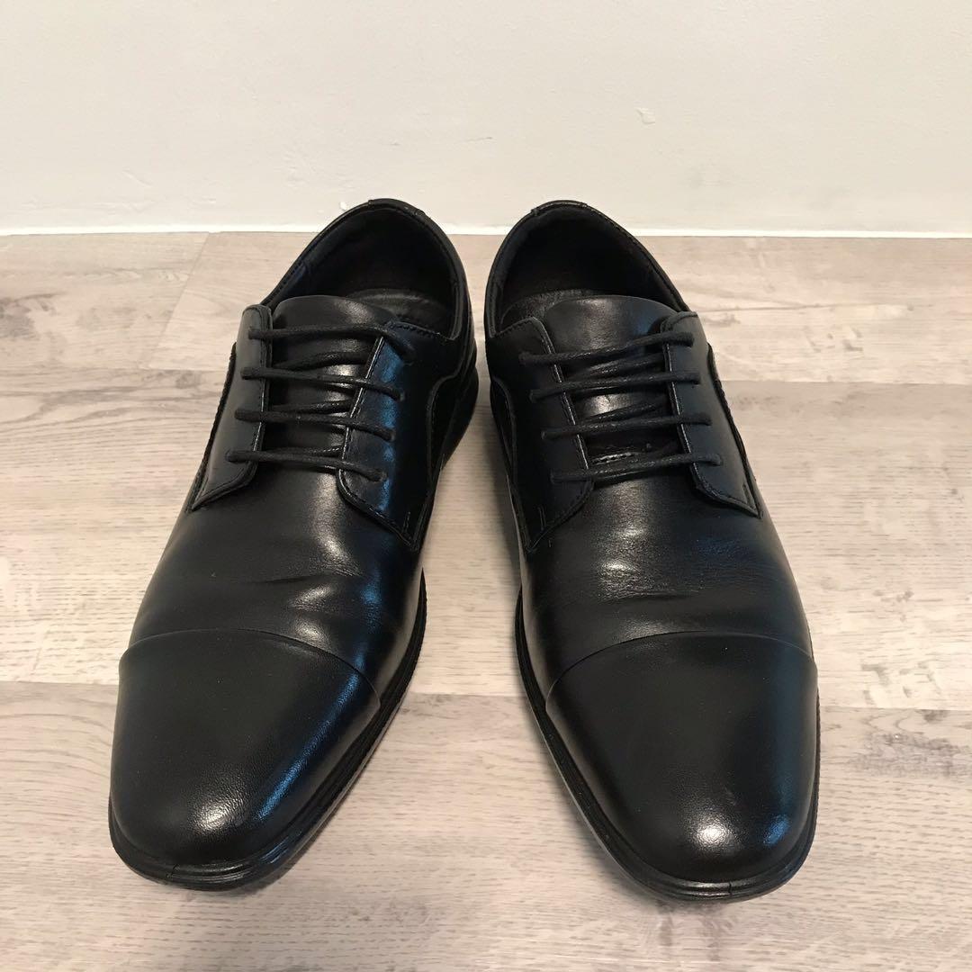 Mens black leather shoes size 9 clearance
