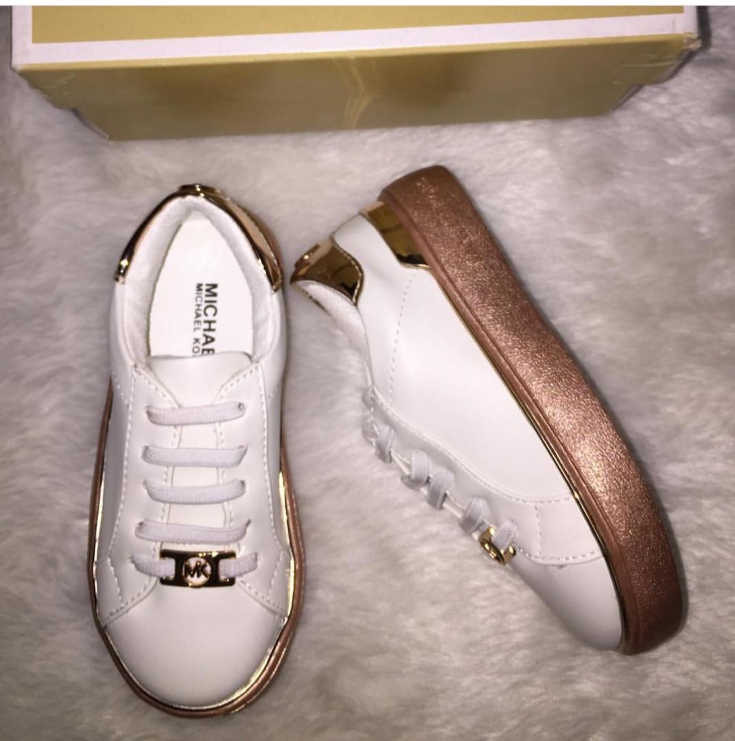 michael kors white and rose gold sneakers