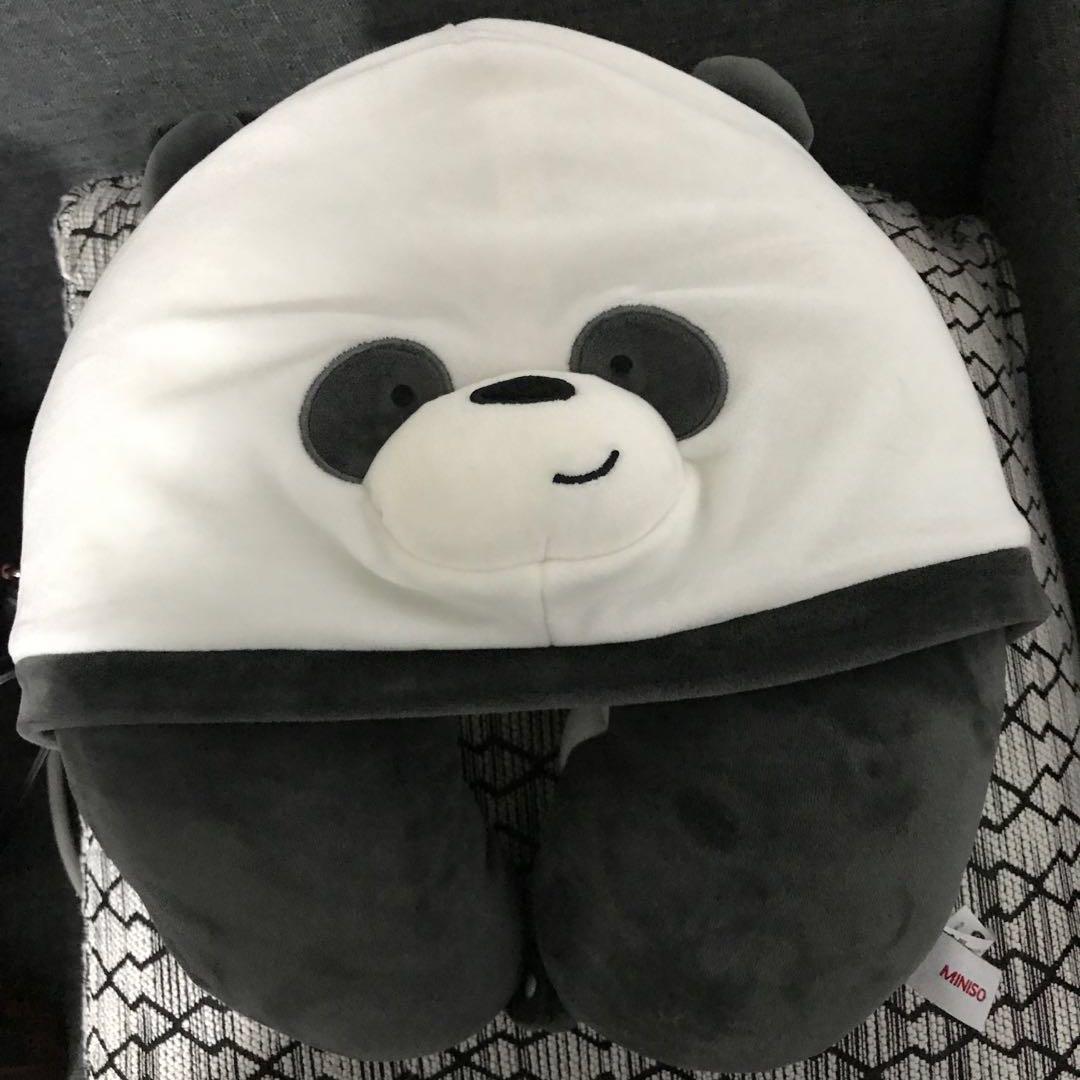 Miniso Panda Neck Pillow With Hoodie On Carousell