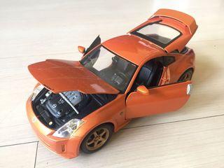 Nissan 350z 1:24金屬模型車（橘）值得收藏