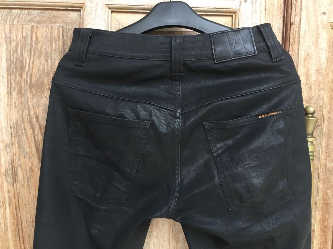 Nudie Jeans Black Coated Fesyen Pria Pakaian di Carousell