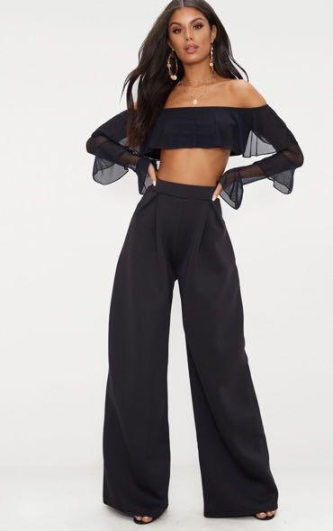 ASOS DESIGN extreme wide leg dressy pants in stone - ShopStyle
