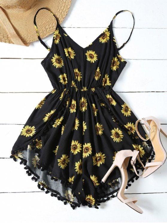 black sunflower romper