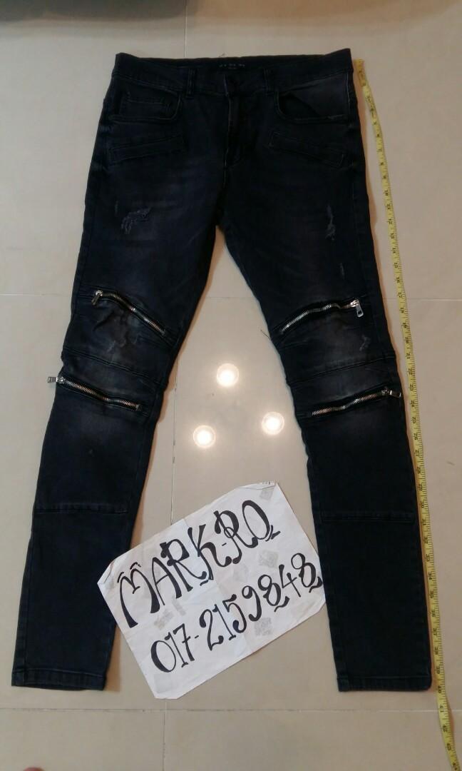 Zara biker jeans with top zips