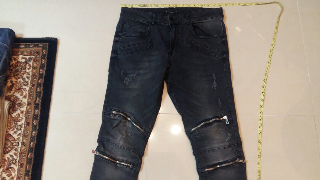 ZARA man bikers jeans zippers seluar