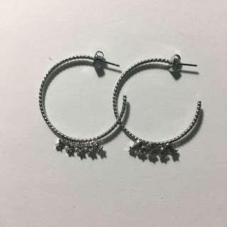 Silver Star Hoop Earrings