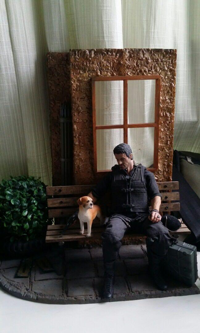 1 6 Wall Window Diorama With Bench Chair And Dog For Hot Toys