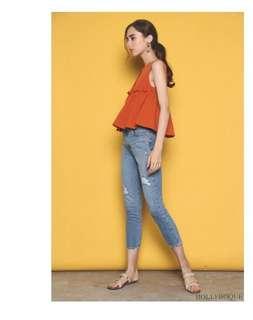 Hollyhoque Ruffles Top Tangerine (Res) & White (Avail)