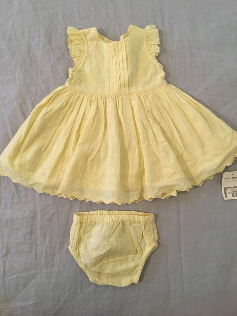 Brand New Lemon Yellow Vintage Style Broderie Anglaise Dress