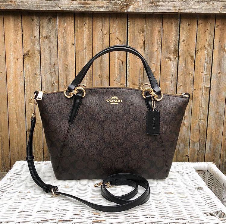 Coach Signature Lightweight Small Kelsey in Brown Black Luxury