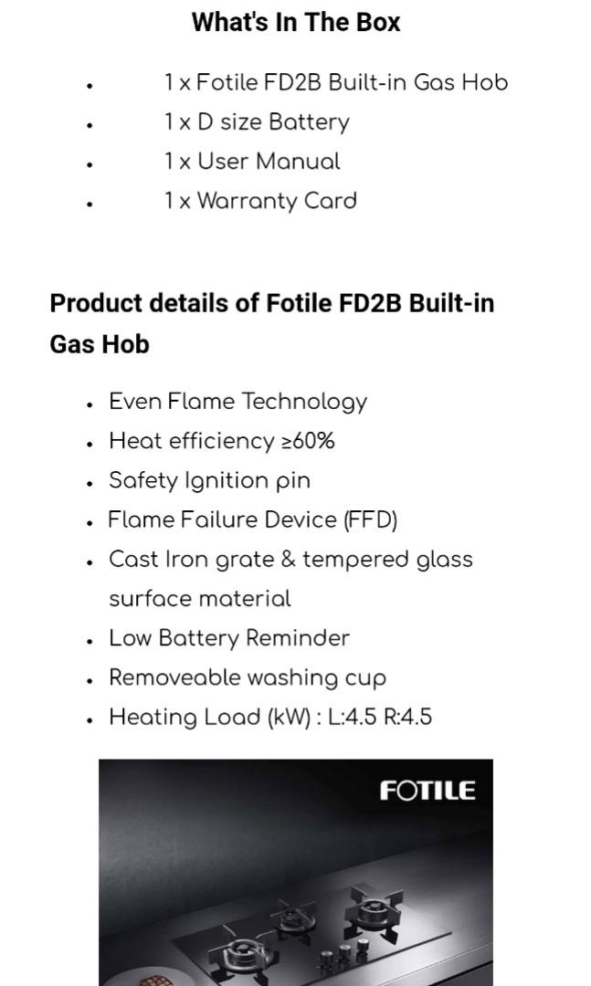 Fotile Hood EH13R (brand new in box) & Fotile Hob FD2B, TV & Home