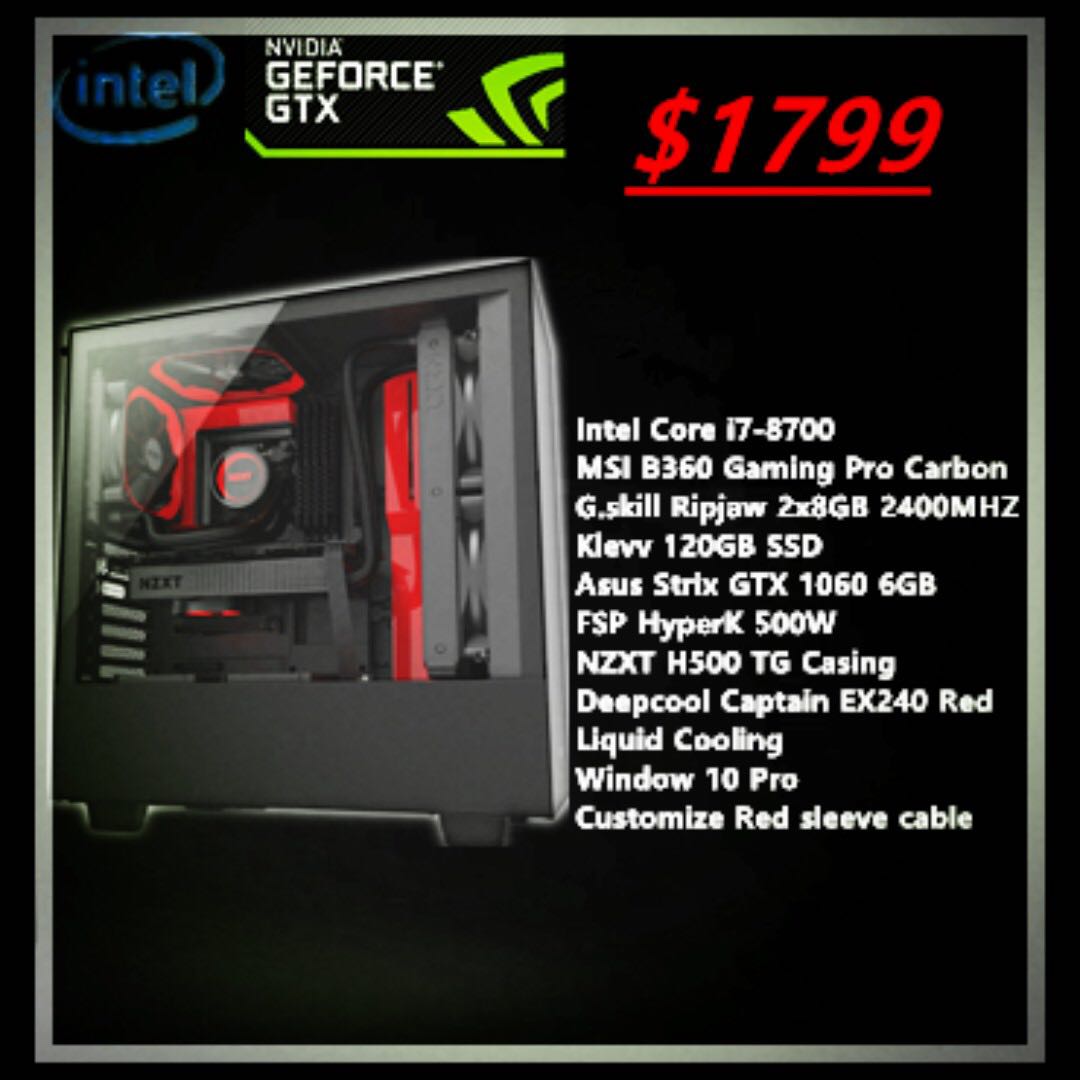 Gaming Desktop Black And Red Electronics Computer Parts Accessories On Carousell