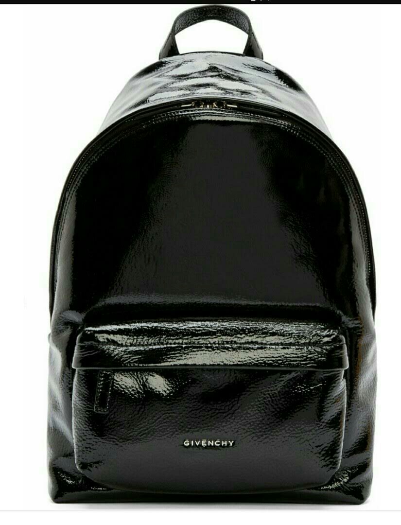 black patent backpack