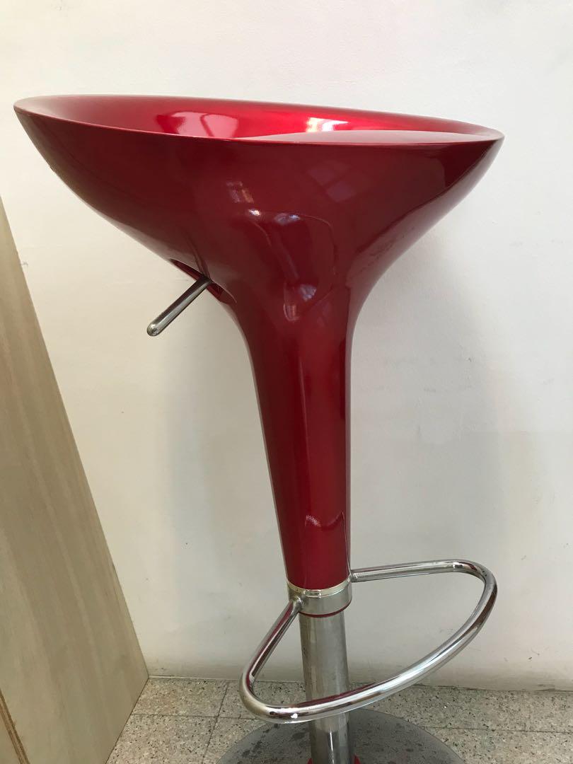 Hydraulic bar stool (red), Furniture & Home Living, Furniture, Chairs