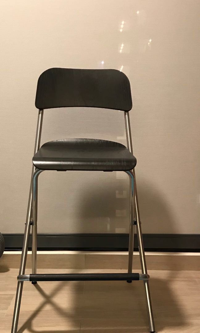 Ikea Franklin bar chair (foldable) black colour, Furniture & Home