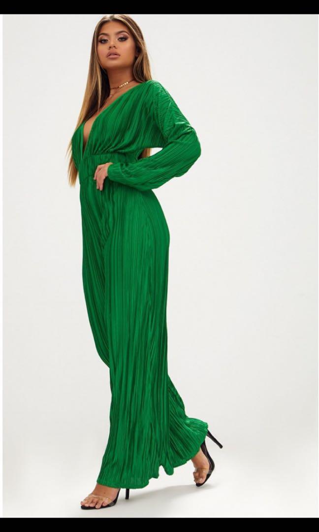 long sleeve pleated jumpsuit