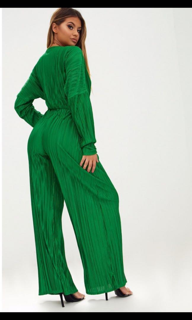 emerald green long sleeve jumpsuit
