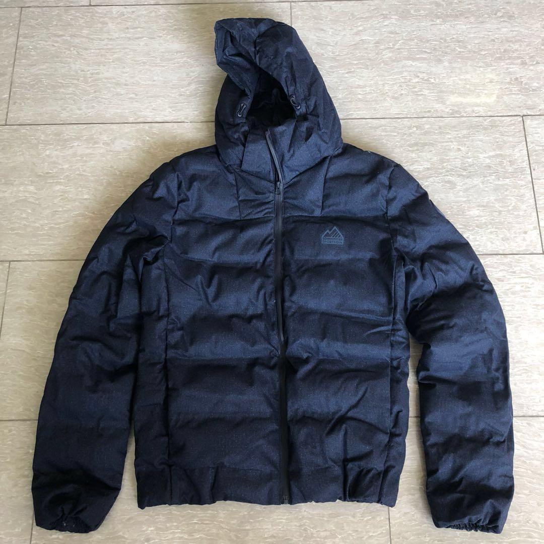 superdry hooded double zip puffer jacket in black