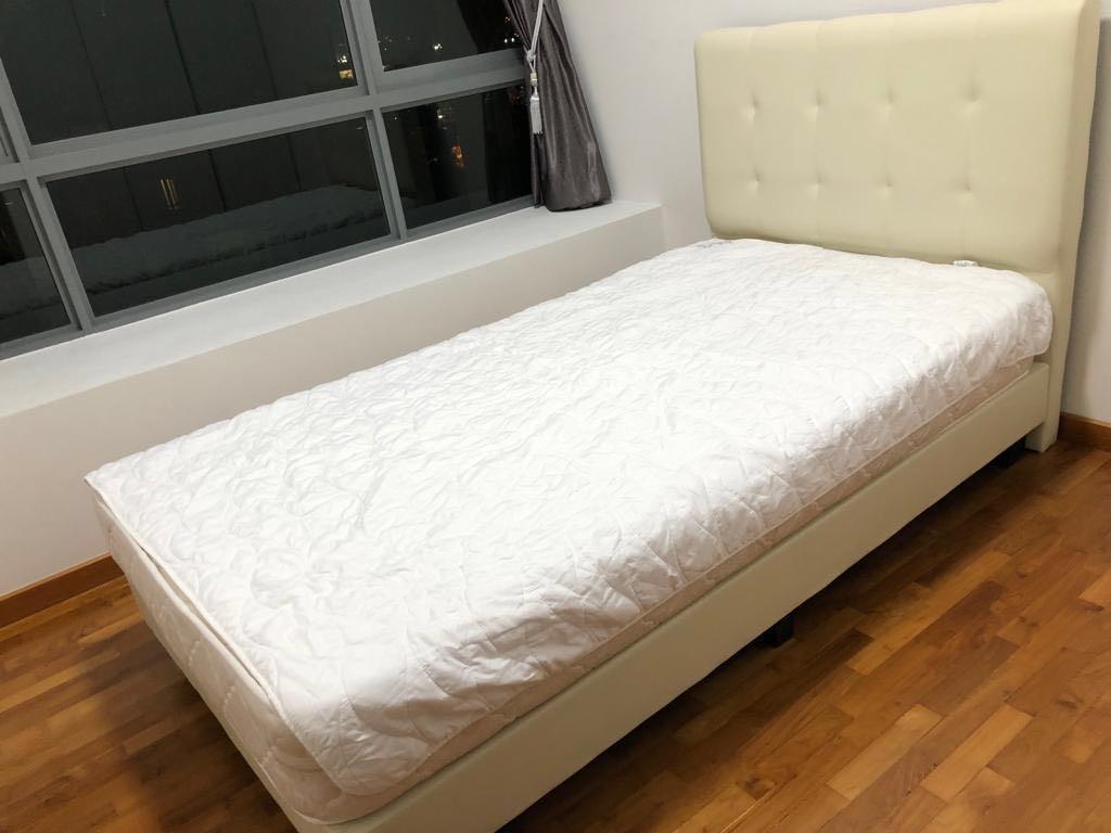 Super Single Bed (Baseboard+Headboard+Mattress), Furniture & Home