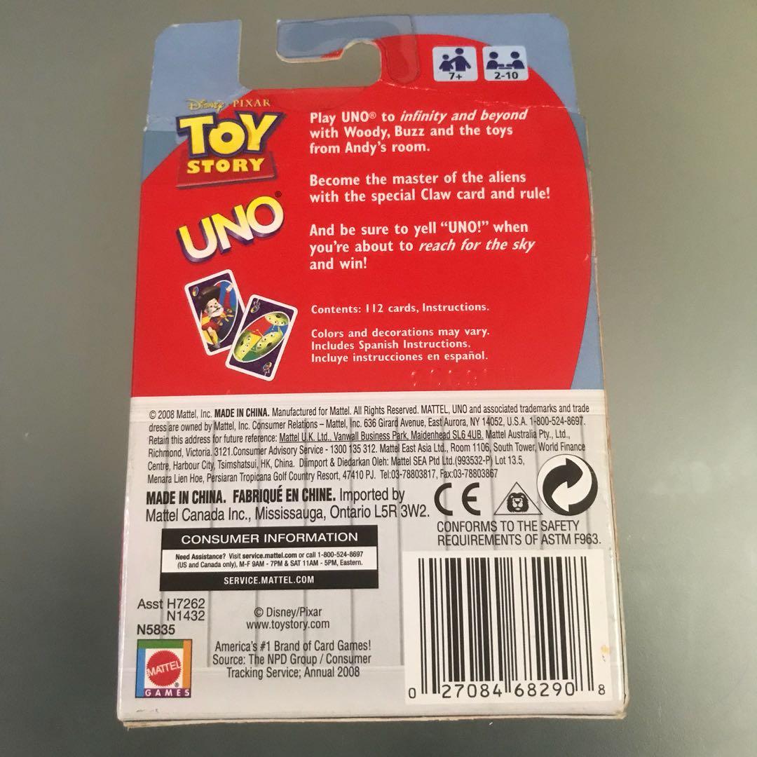 UNO Card Game Mattel Disney Pixar Toy Story Authentic