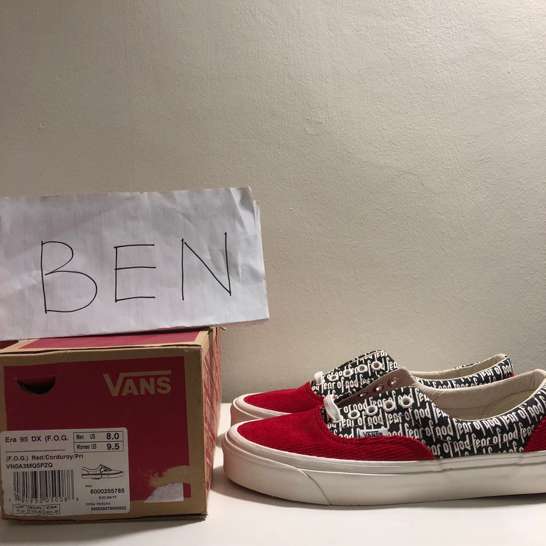 Fog vans era red hot sale