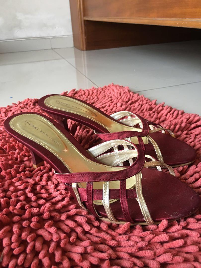 YONGKI KOMALADI high heels maroon gold, Women's Fashion, Women's Shoes