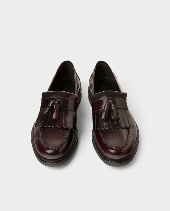 zara burgundy loafers