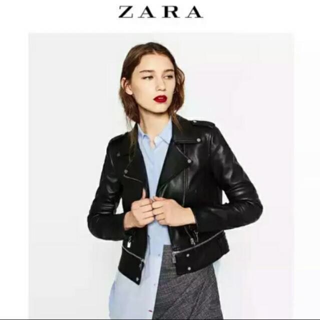 cropped leather jacket zara