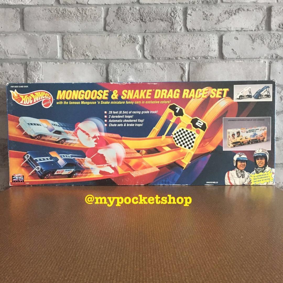 1993 Hot Wheels MONGOOSE SNAKE DRAG RACE SET Hobbies Toys