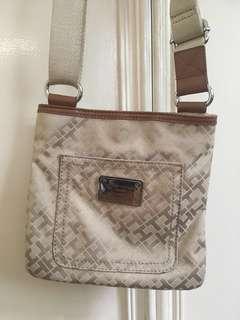 Beige TH Logo Signature Cross Body Messenger Bag