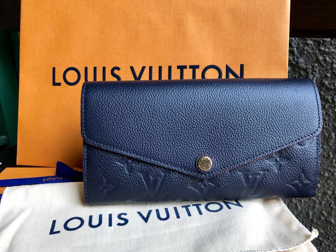 Authentic Louis Vuitton LV Sarah Wallet in Navy Blue Marine