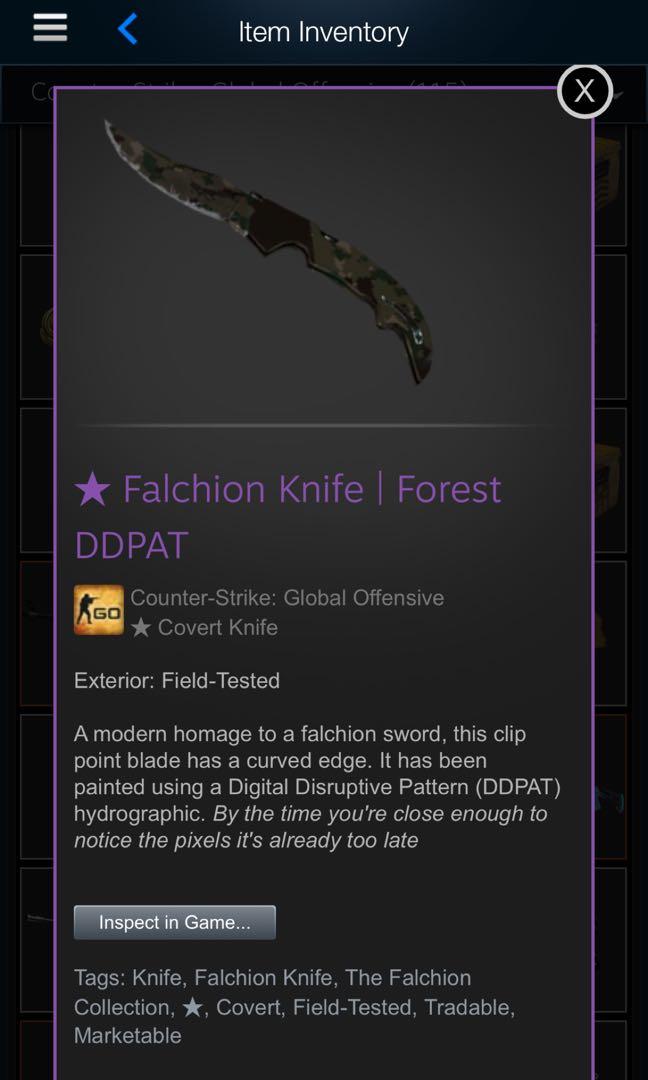 CSGO KNIFE FALCHION KNIFE FOREST DDPAT, Video Gaming, Gaming