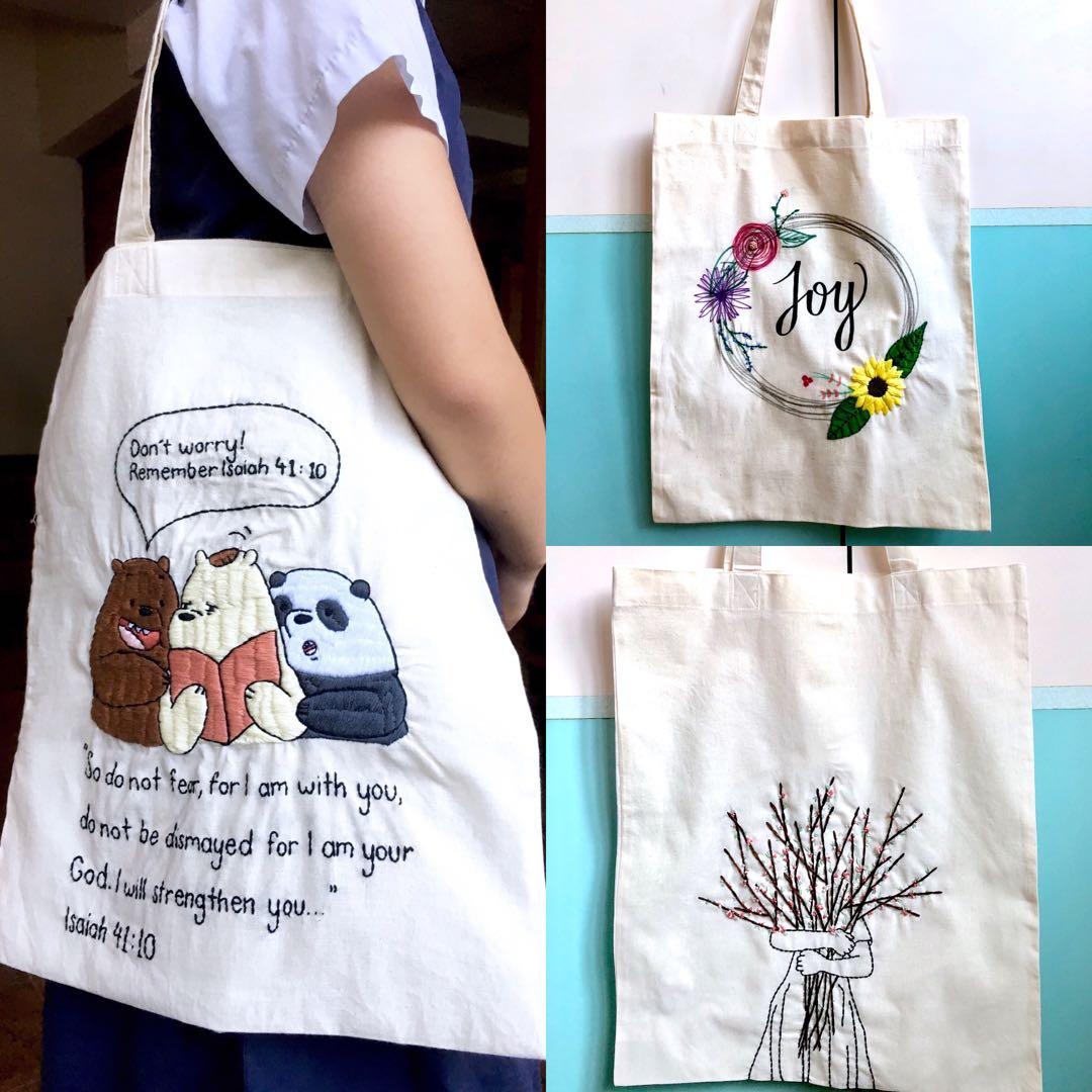 embroidered canvas tote bags
