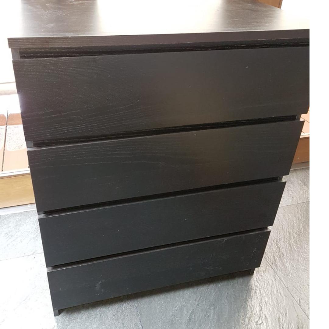 Ikea Malm Black Brown 4 Drawer Dresser Disassembled On Carousell
