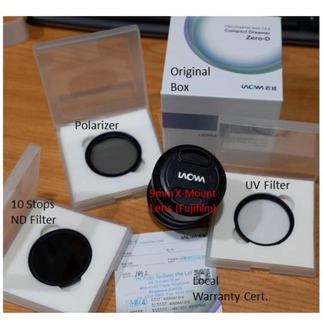 Laowa 9mm F2.8 FX Fujifilm Mount (ZeroD) + 3 Filters (UV, Polarizer