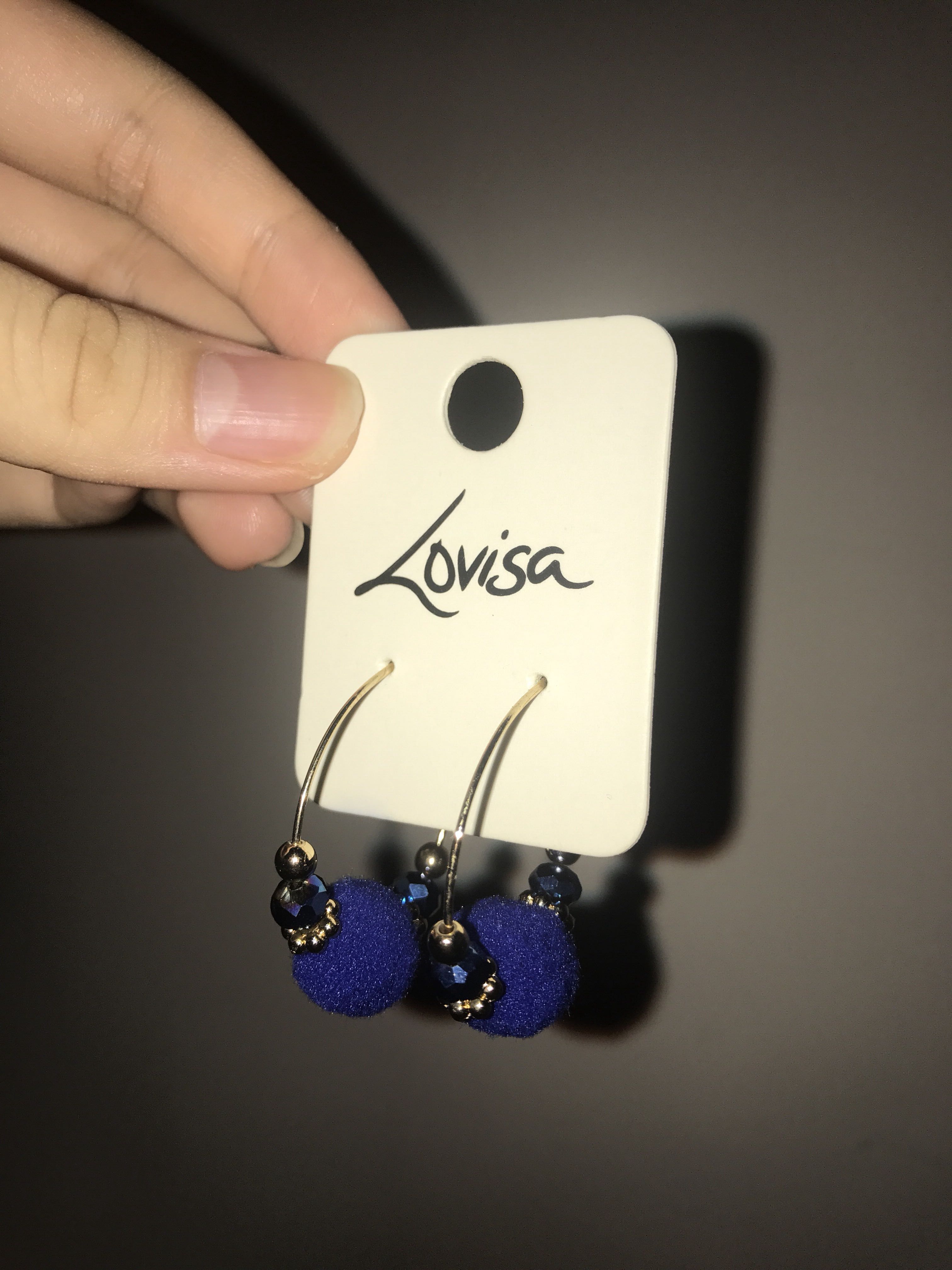 Lovisa Royal Blue Crystal Pom Pom Earrings Women s Fashion